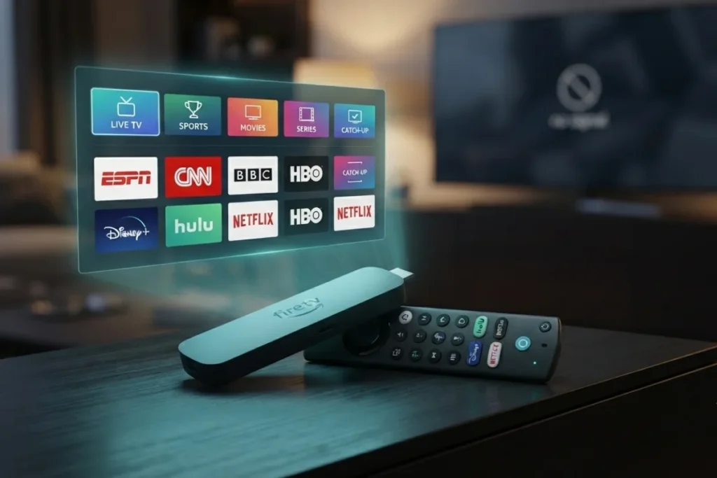 LexonStream IPTV streaming live TV channels and movies on an Amazon firestick device